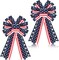 2 Pcs Patriotic Bow Red White Blue Wreath 4th of July Star Burlap American Flag Bow